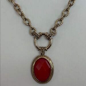 2028 Gold tone chain link necklace 16" - 19" medallion